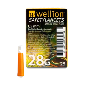 Безпечні ланцети Wellion 28G, 25 шт.